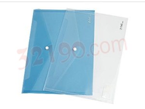 deli得力5505 A4透明按扣式文件袋(透明白/蓝混发) 纽扣袋