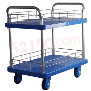 Uni-Silent PLA250-T2-HL2-D全静音手推车(塑板825*500mm,承重250KG,双层护栏推车,固定式金属扶手)