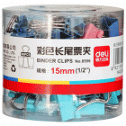 deli得力8556 15mm彩色筒装长尾夹(60只)