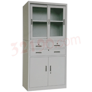 宏祎YZ-029中三斗玻璃移门柜(H1800W900D400mm)文件柜