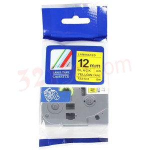 兄弟TZe-631 12mm标签机色带(黄底黑字,PT3600/PT1280/PT18R/PT2420PC/PT2700/PT2500PC)